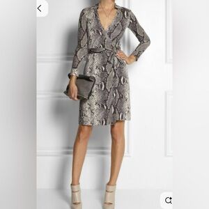 Elegant Snake Print Wrap Dress